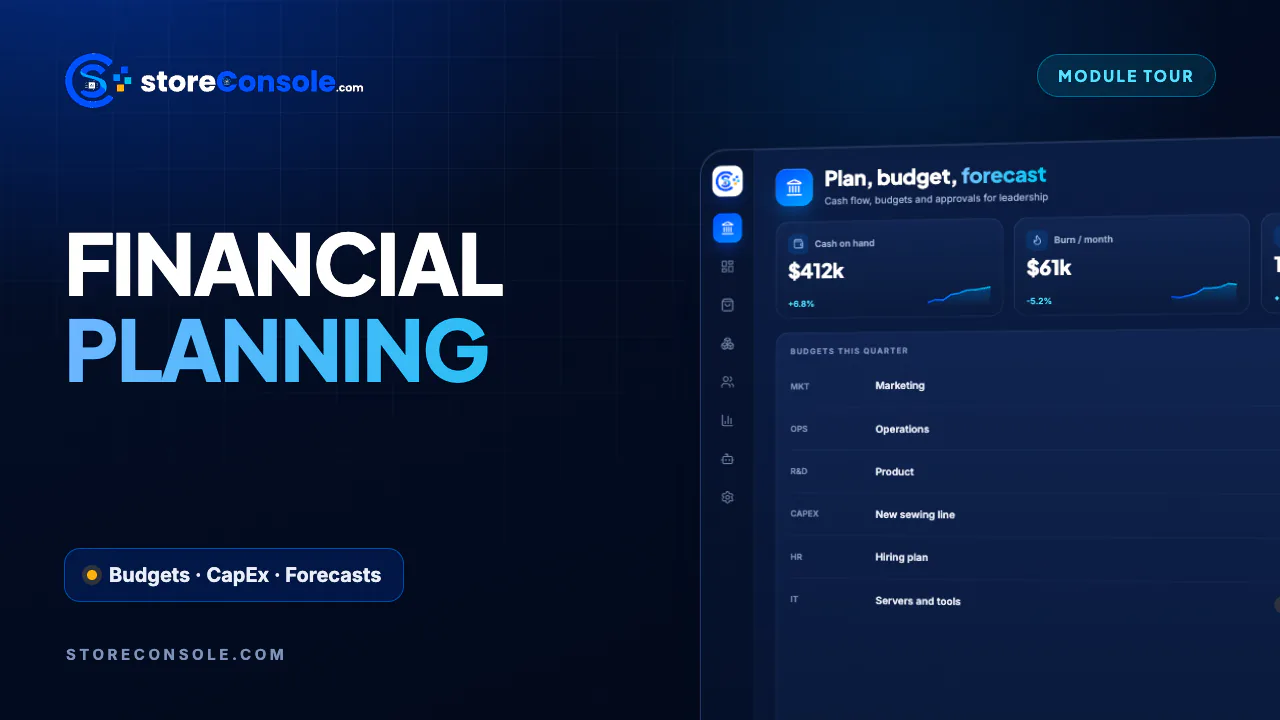 Finance module tour video, StoreConsole