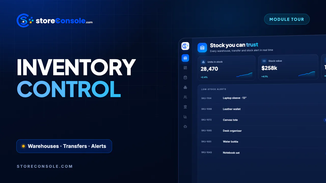 Inventory module tour video, StoreConsole