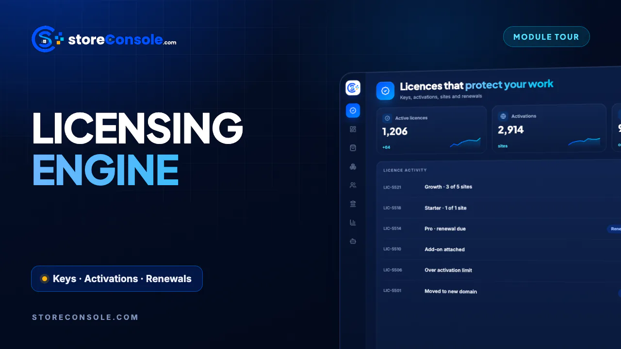 License module tour video, StoreConsole