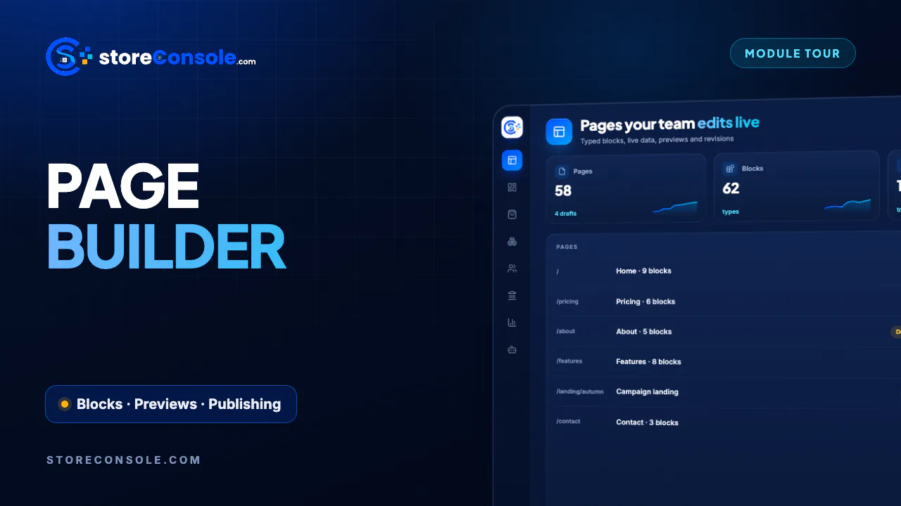 Page Builder module tour video, StoreConsole