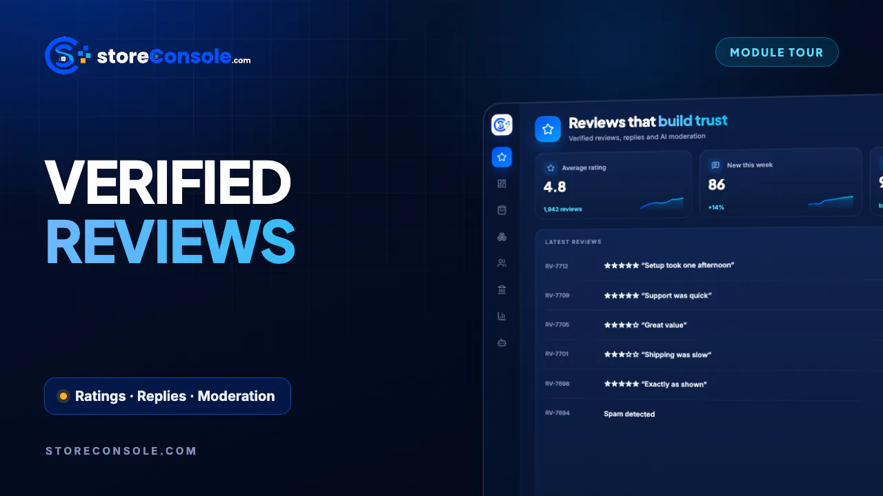 Reviews module tour video, StoreConsole