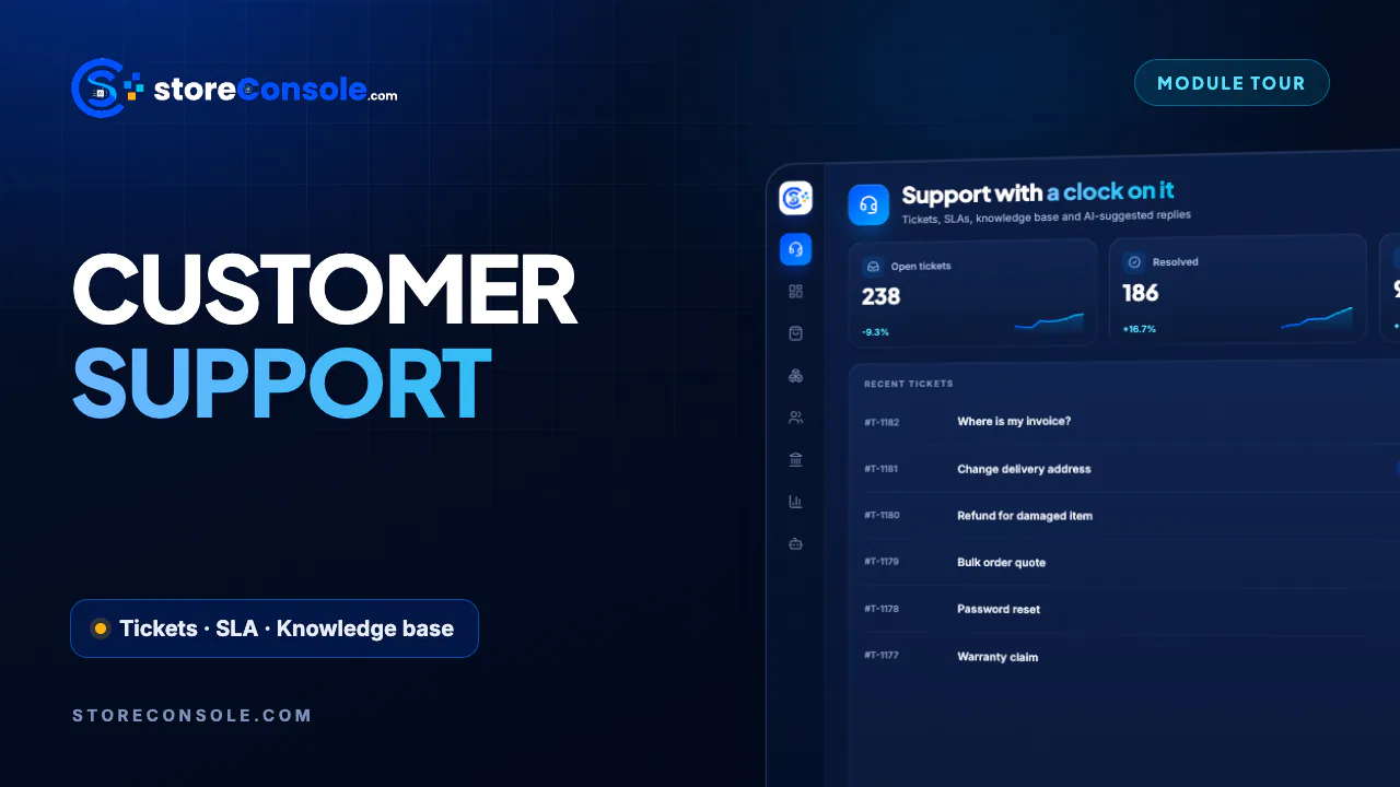Support module tour video, StoreConsole